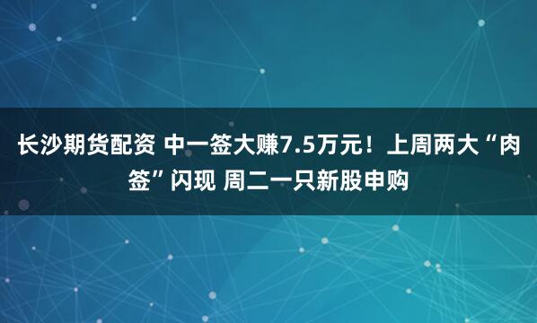 长沙期货配资 中一签大赚7.5万元！上周两大“肉签”闪现 周二一只新股申购