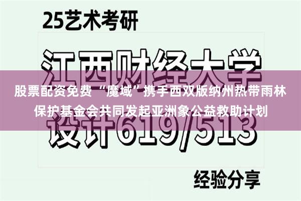 股票配资免费 “魔域”携手西双版纳州热带雨林保护基金会共同发起亚洲象公益救助计划