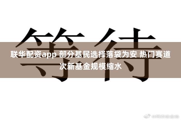 联华配资app 部分基民选择落袋为安 热门赛道次新基金规模缩水