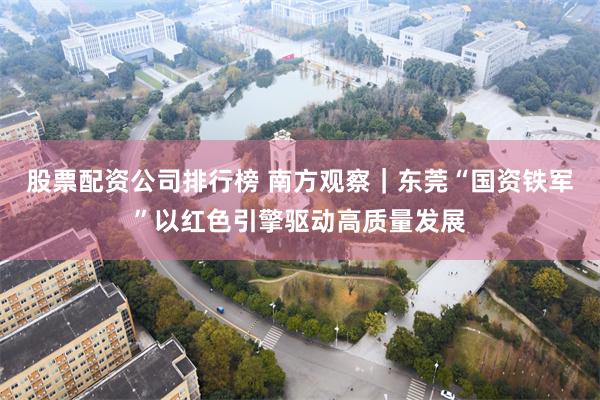 股票配资公司排行榜 南方观察｜东莞“国资铁军”以红色引擎驱动高质量发展