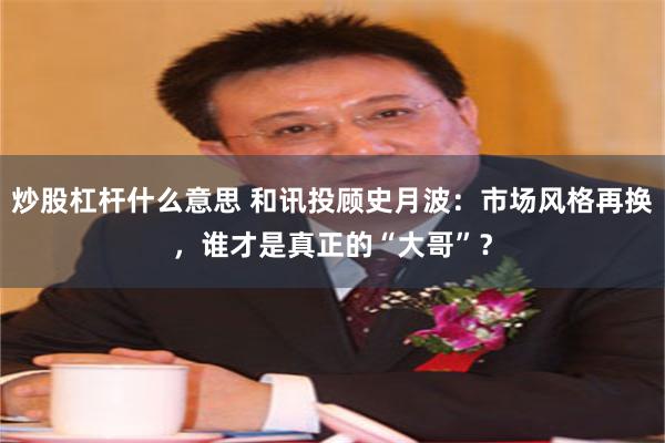 炒股杠杆什么意思 和讯投顾史月波：市场风格再换，谁才是真正的“大哥”？