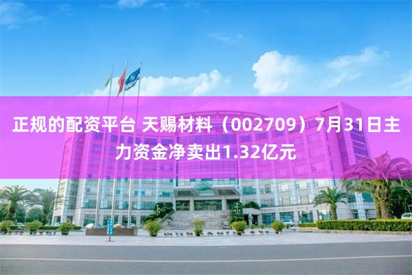 正规的配资平台 天赐材料（002709）7月31日主力资金净卖出1.32亿元