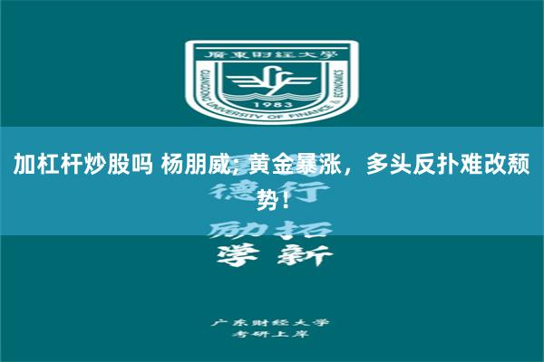 加杠杆炒股吗 杨朋威; 黄金暴涨，多头反扑难改颓势！