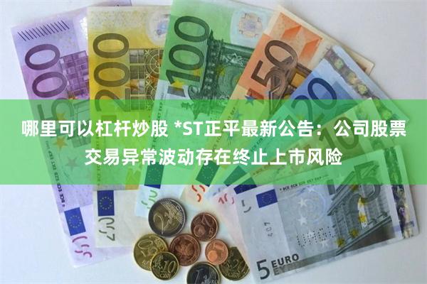 哪里可以杠杆炒股 *ST正平最新公告:公司股票交易异常波动存在终止上市风险