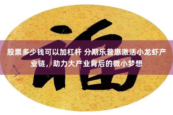 股票多少钱可以加杠杆 分期乐普惠激活小龙虾产业链，助力大产业背后的微小梦想