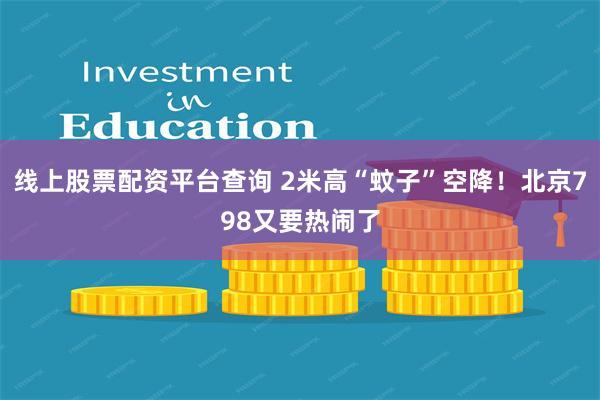 线上股票配资平台查询 2米高“蚊子”空降！北京798又要热闹了