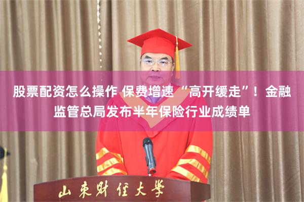 股票配资怎么操作 保费增速 “高开缓走”！金融监管总局发布半年保险行业成绩单