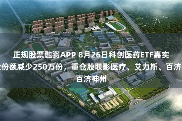 正规股票融资APP 8月26日科创医药ETF嘉实基金份额减少250万份，重仓股联影医疗、艾力斯、百济神州