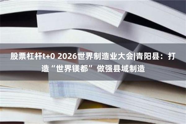 股票杠杆t+0 2026世界制造业大会|青阳县：打造“世界镁都” 做强县域制造